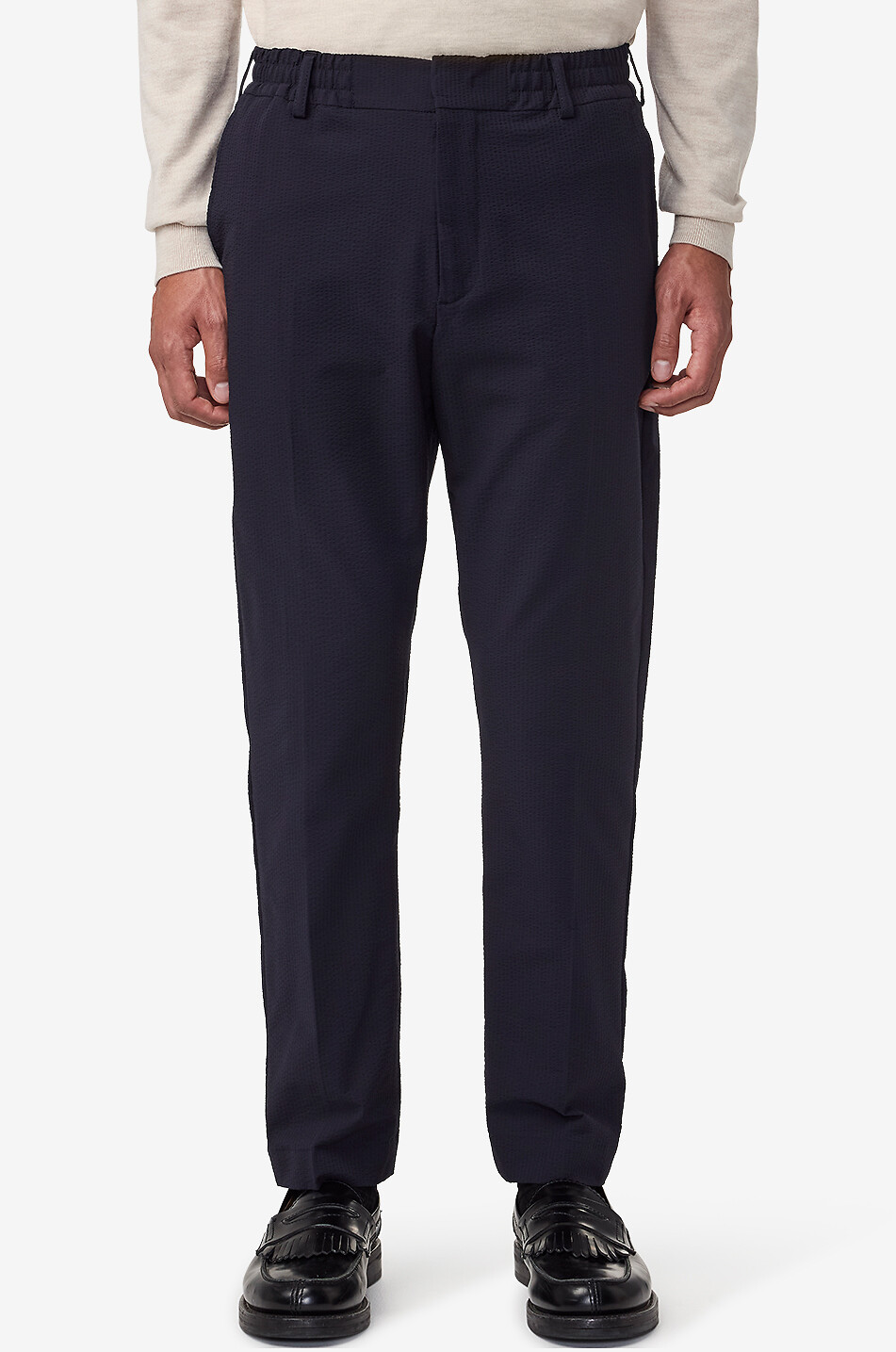 NN07 Bundfaltenhose aus Seersucker Billie Herren DUNKELBLAU 4