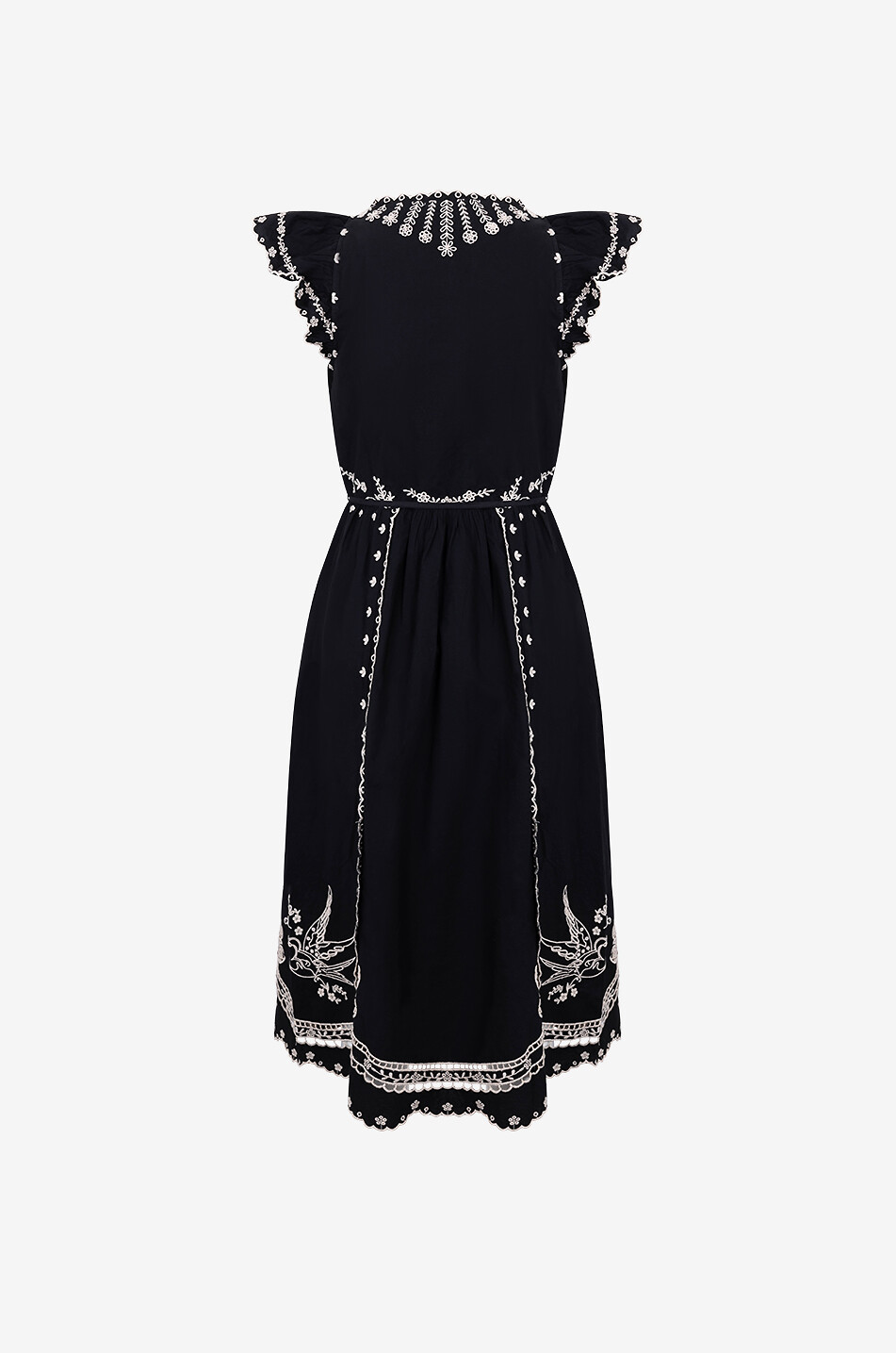 SEA Kingsley embroidered cotton midi dress Women BLACK 2