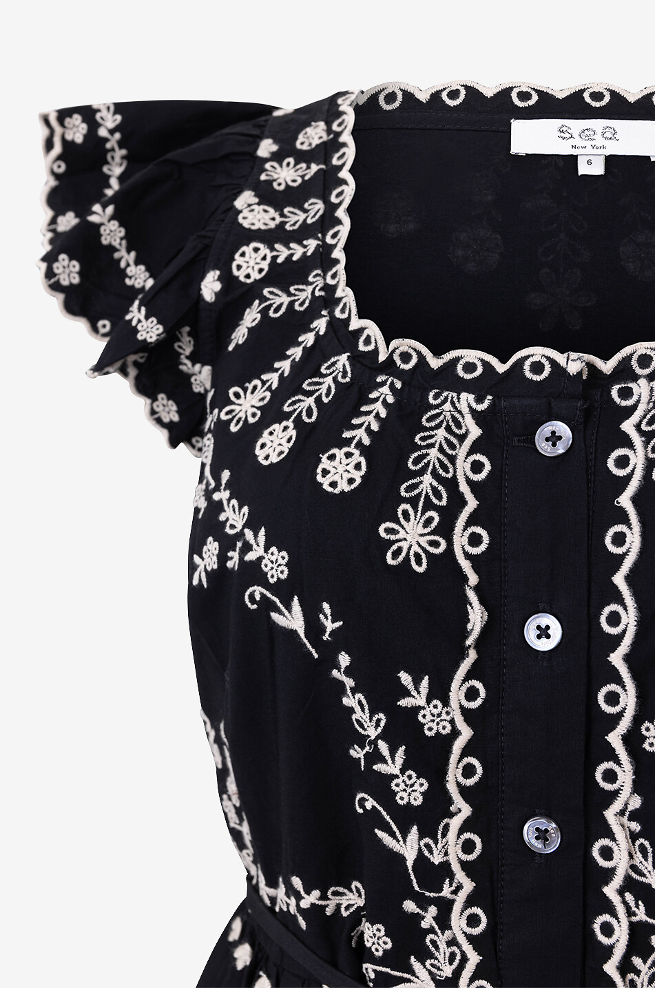 SEA Kingsley embroidered cotton midi dress Women BLACK 3