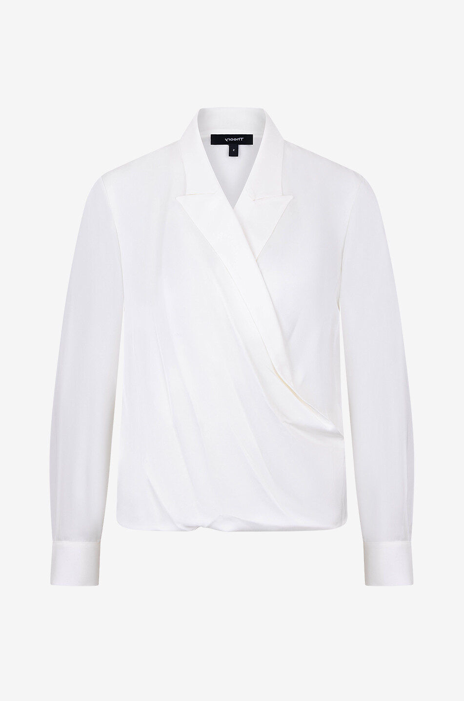 THEORY Lapel Wrap sil blouse Women EGGSHELL 1