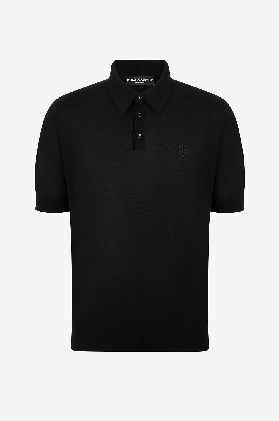 DOLCE & GABBANA Polo en maille de soie Signature DG Homme NOIR 1