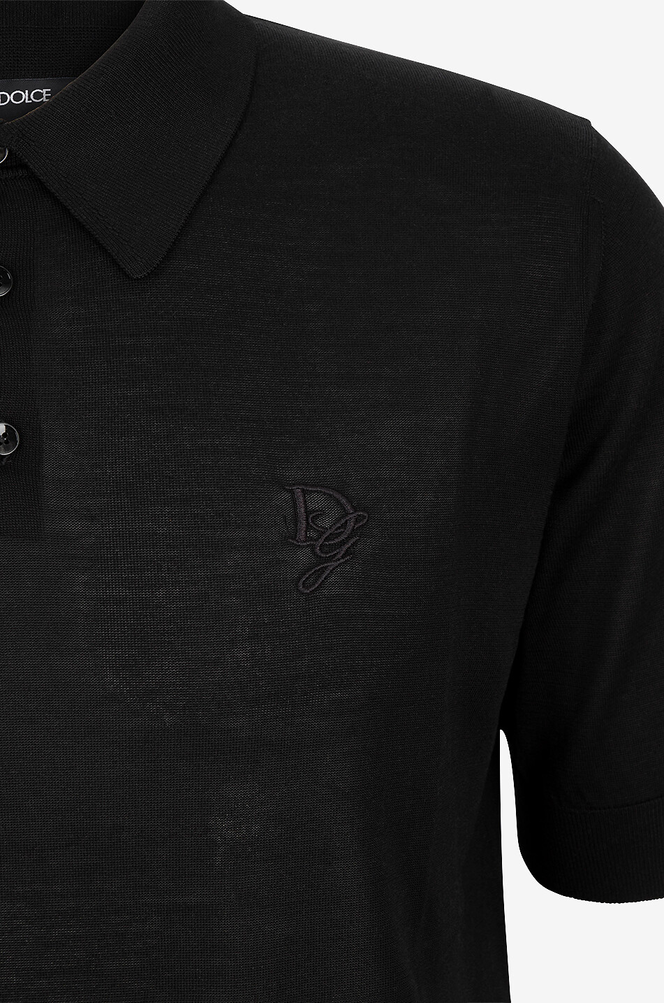 DOLCE & GABBANA Polo en maille de soie Signature DG Homme NOIR 3