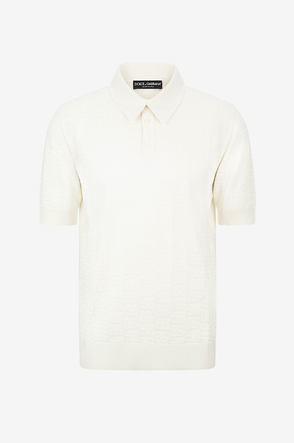 DOLCE & GABBANA Jacquardstrick-Polohemd aus Seide DG Herren CREMEFARBEN 1