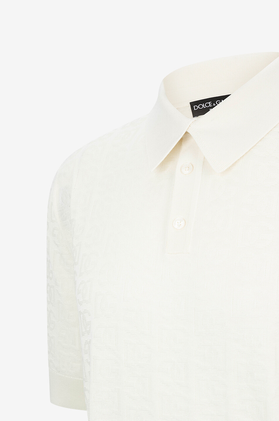 DOLCE & GABBANA Jacquardstrick-Polohemd aus Seide DG Herren CREMEFARBEN 3