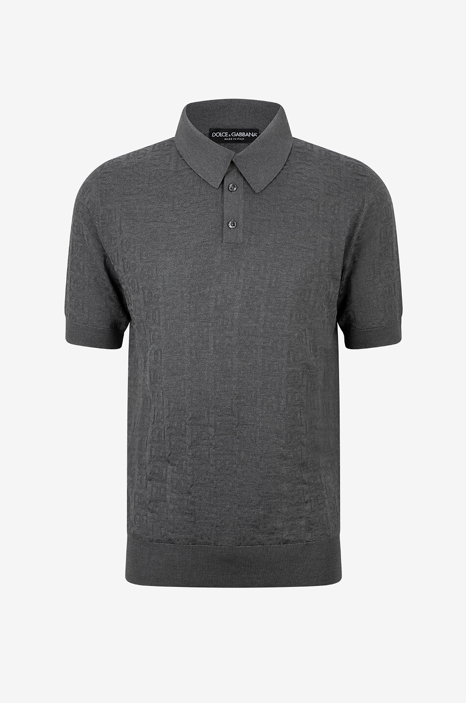 DOLCE & GABBANA DG jacquard knit silk polo shirt Men MEDIUM GREY 1