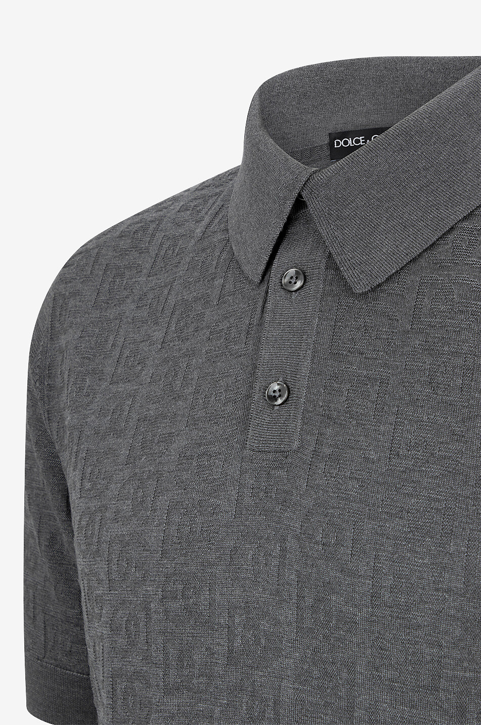 DOLCE & GABBANA DG jacquard knit silk polo shirt Men MEDIUM GREY 3