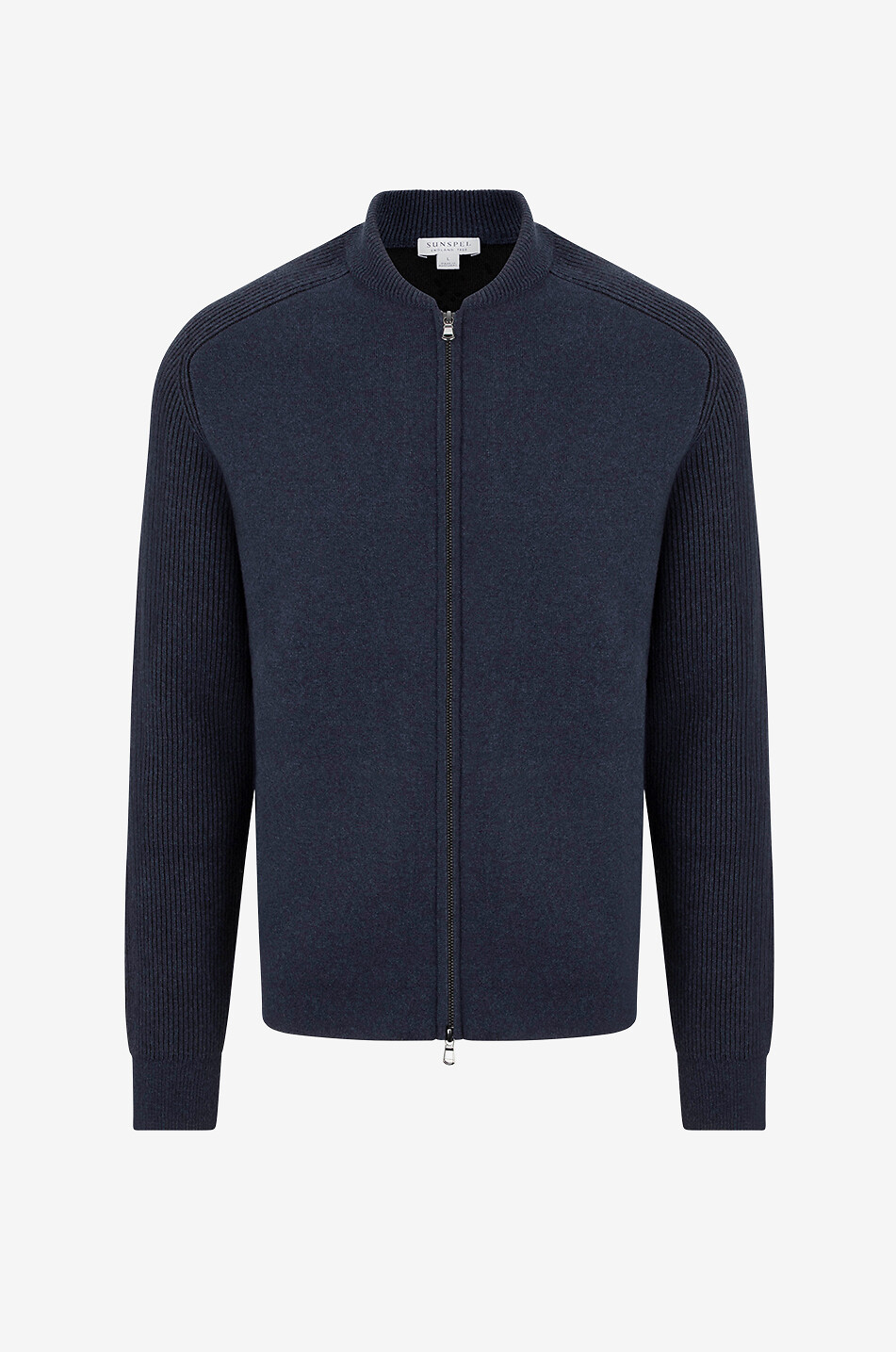 SUNSPEL Double-breasted knit bomber jacket Men DARK BLUE 1