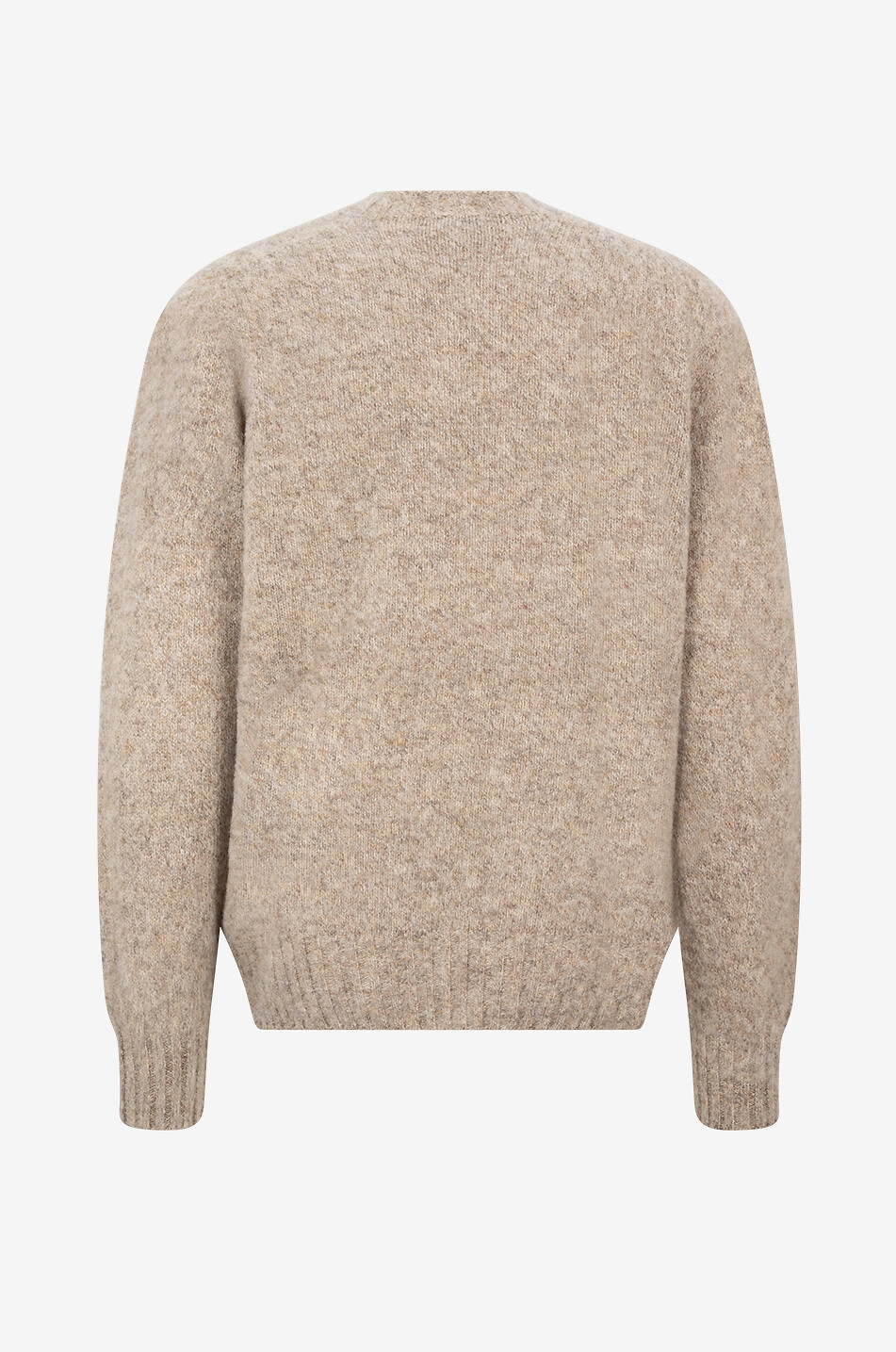 SUNSPEL Pull chiné à col rond en laine Shetland Homme Beige Foncé 2