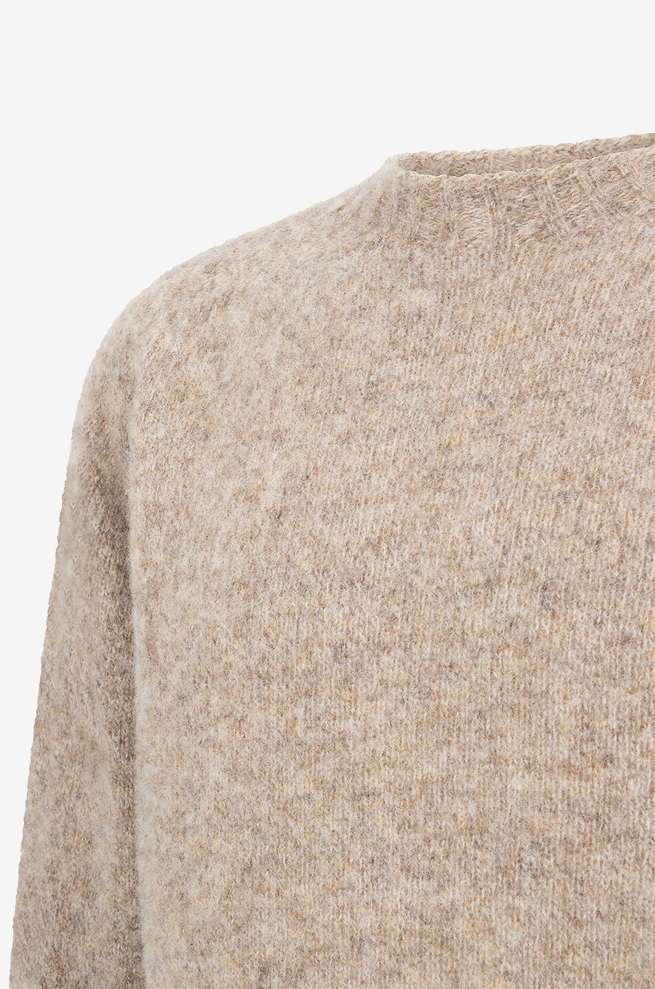 SUNSPEL Pull chiné à col rond en laine Shetland Homme Beige Foncé 7