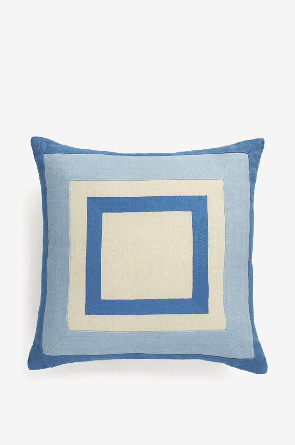 TRESSE PARIS Quadratisches Leinenkissen mit geometrischem Motiv Lazul Haus HELLBLAU 1