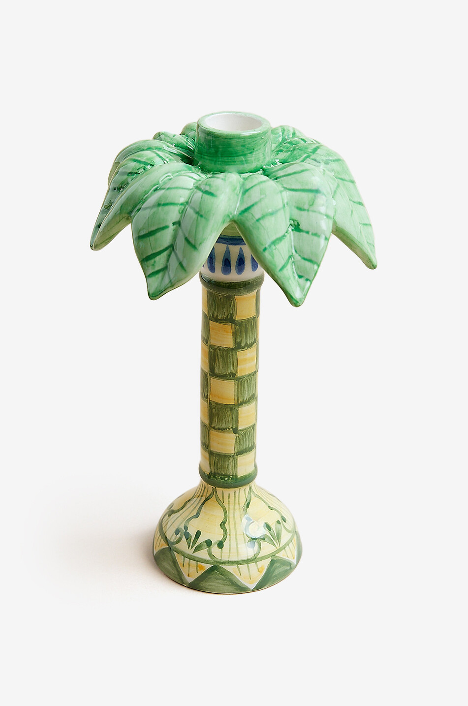 TRESSE PARIS Sami palm tree taper candle holder in stoneware - H21 Home GREEN 1