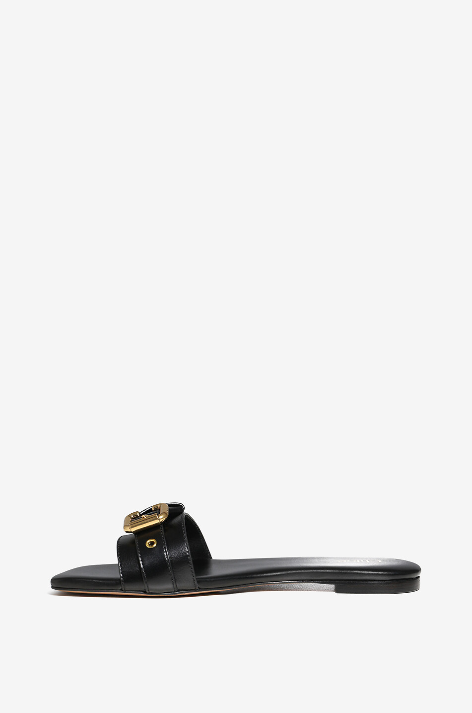 CHLOE Mules plates en cuir lisse à boucle Mae Femme NOIR 3