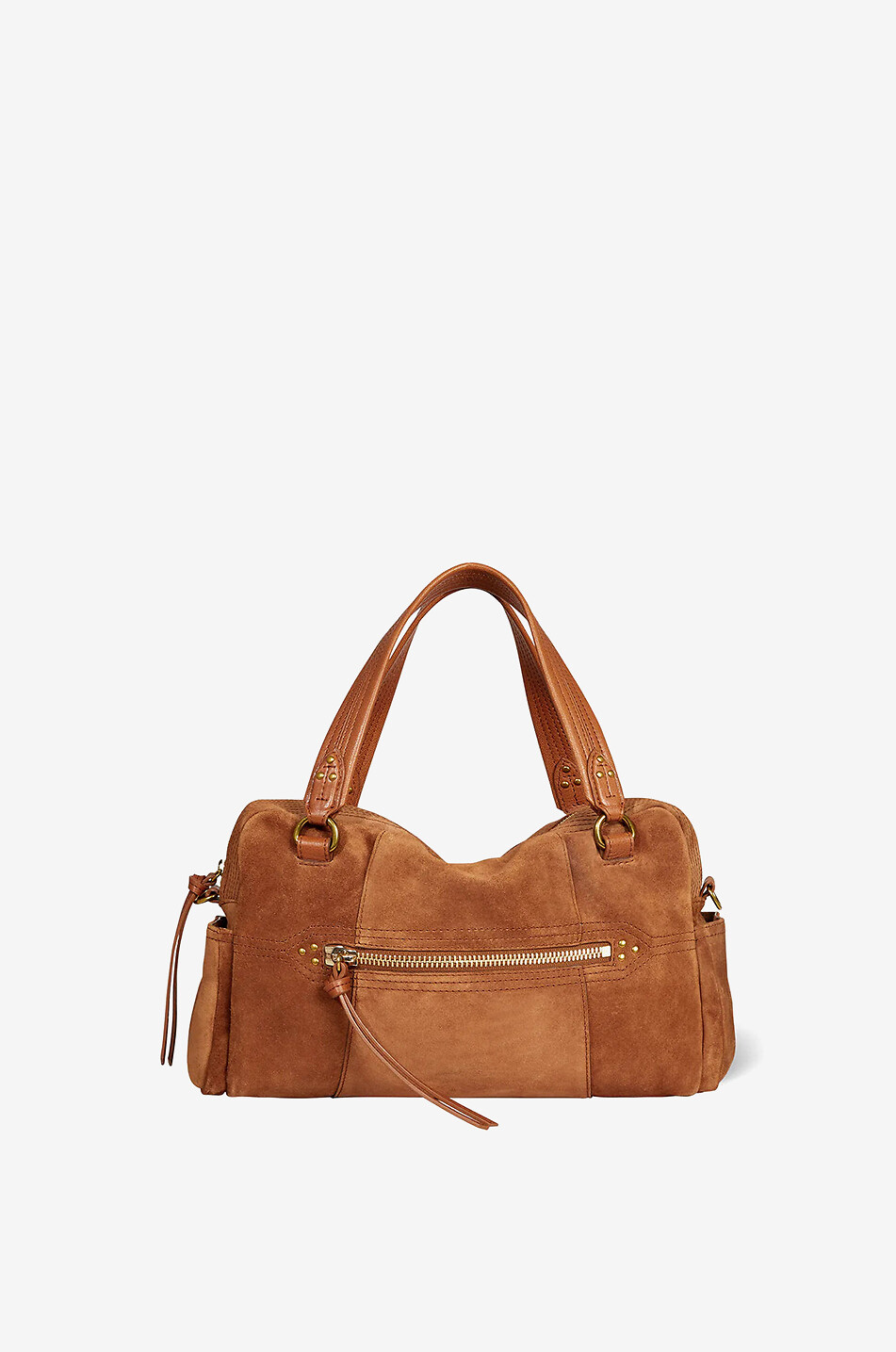 Lucky Bowling suede handbag - JEROME DREYFUSS - LIGHT BROWN - Bongénie