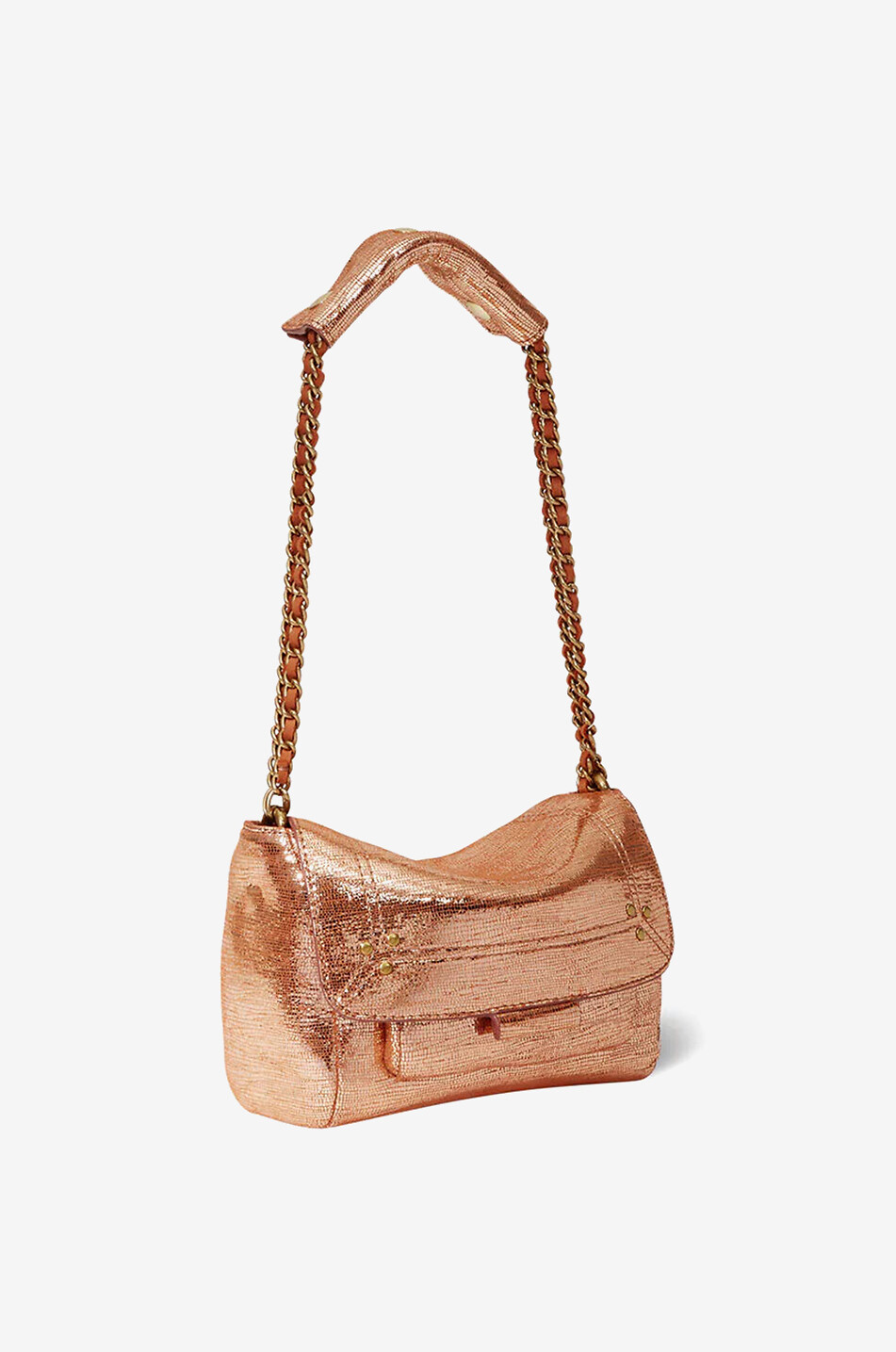 JEROME DREYFUSS Sac porté épaule en cuir métallisé effet lézard Lulu S Femme ROSE 3