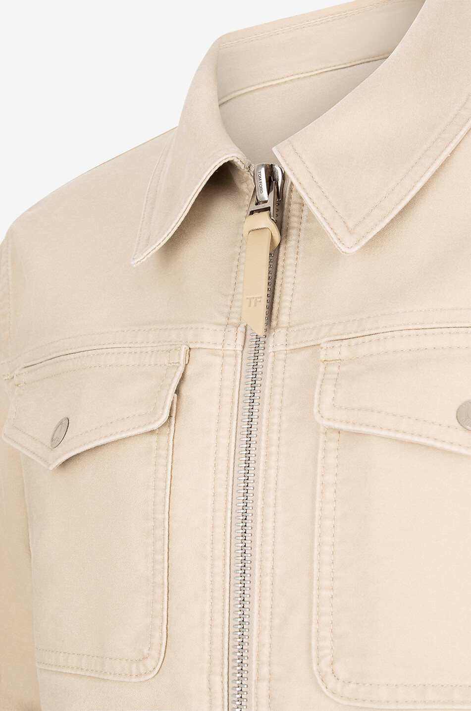 TOM FORD Blouson zippé en gabardine à col chemise Homme BEIGE 3