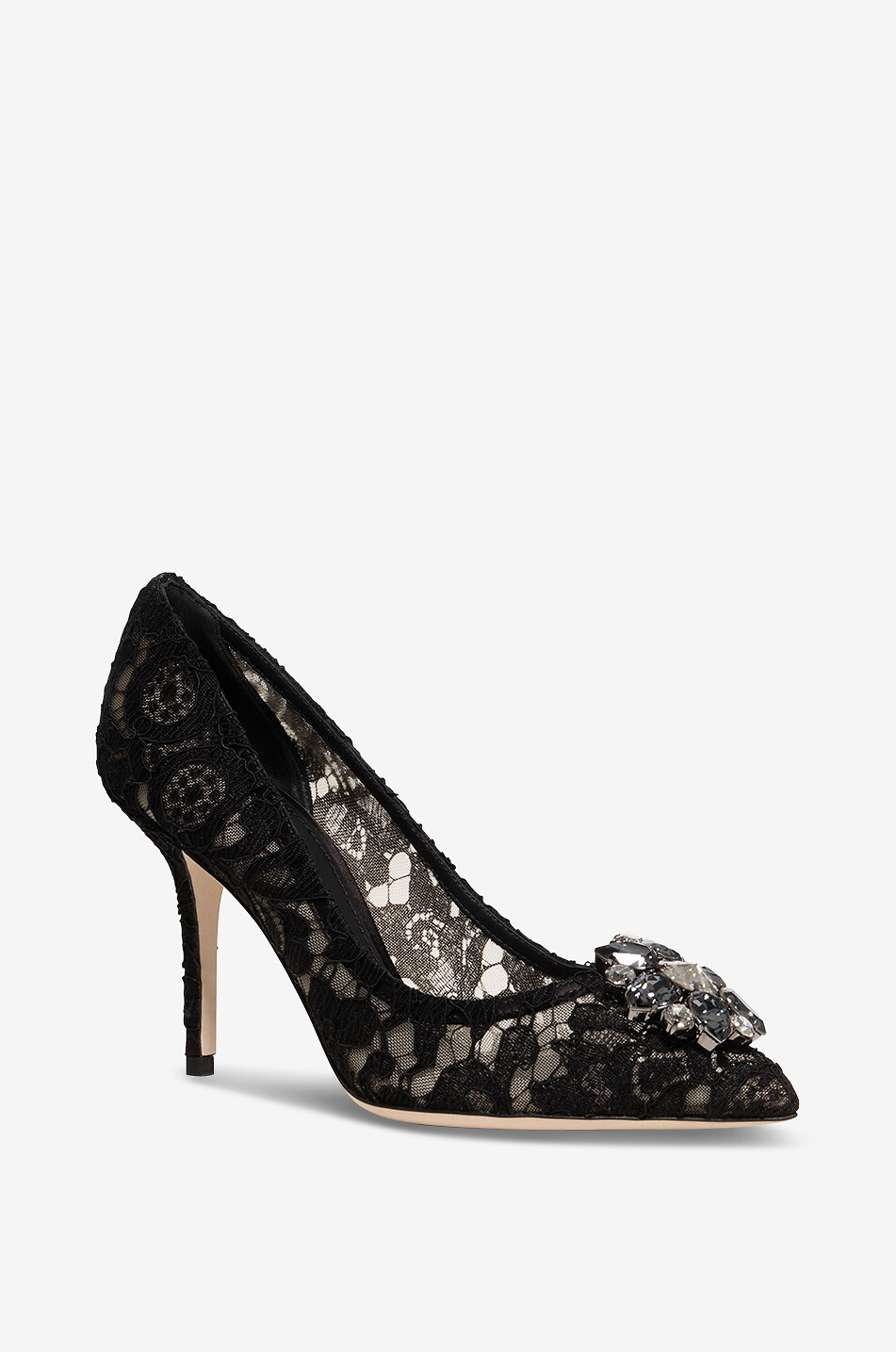 Pumps aus Spitze mit Kristallen Rainbow Belucci 90