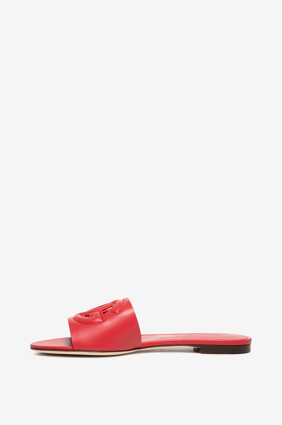 DOLCE & GABBANA Mules plates en cuir lisse à monogramme Bianca 05 Femme ROUGE 3