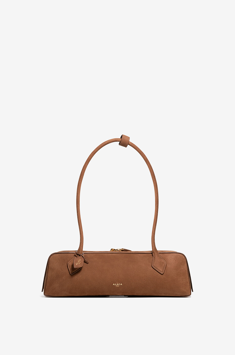 ALAÏA Sac porté épaule en cuir nubuck Le Teckel Femme MARRON CLAIR 1
