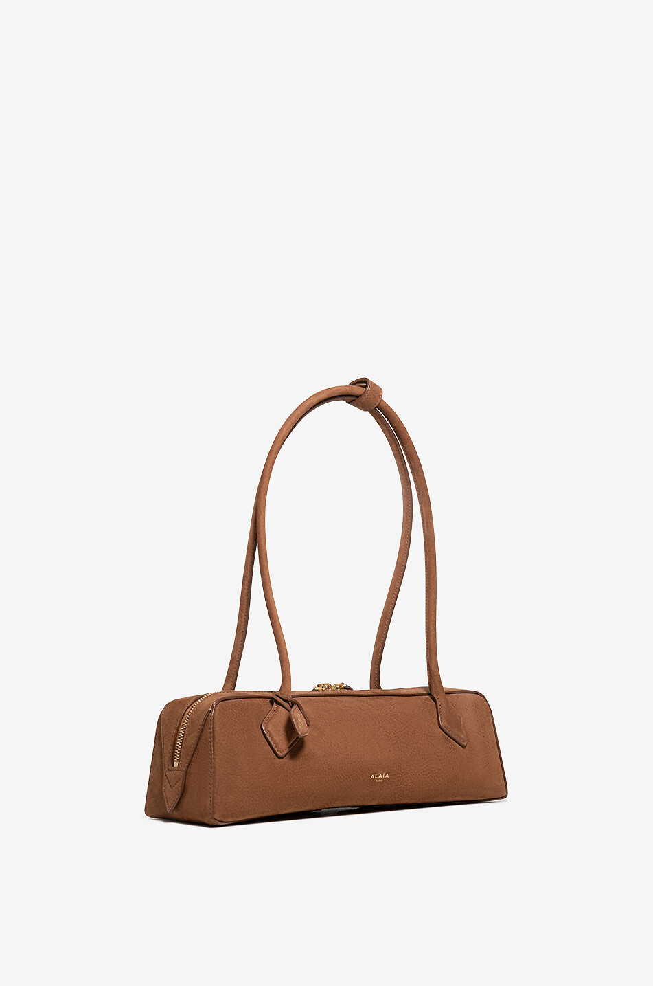 ALAÏA Sac porté épaule en cuir nubuck Le Teckel Femme MARRON CLAIR 2