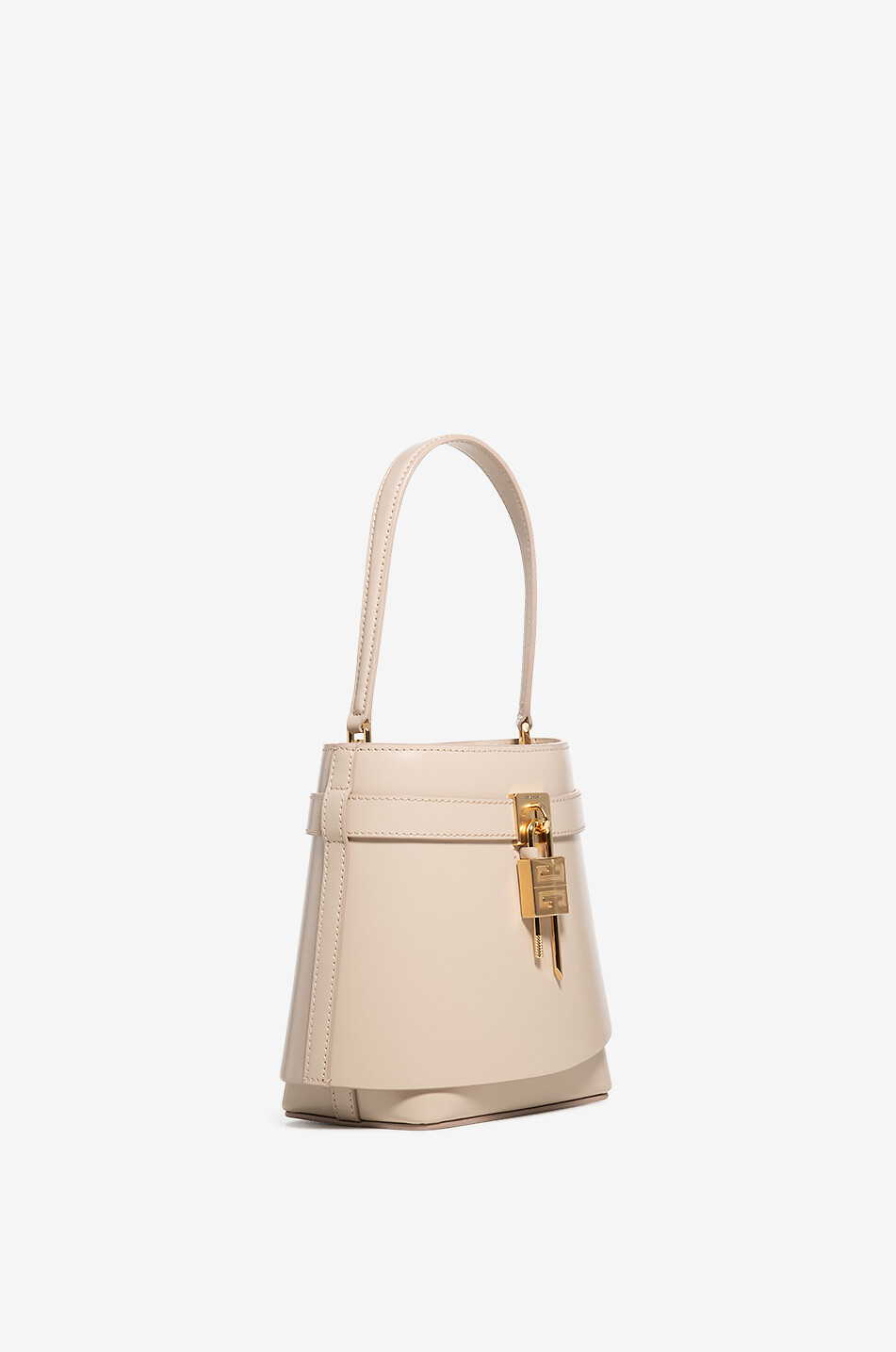GIVENCHY Sac seau en cuir lisse rigide Shark Lock Femme BEIGE 2