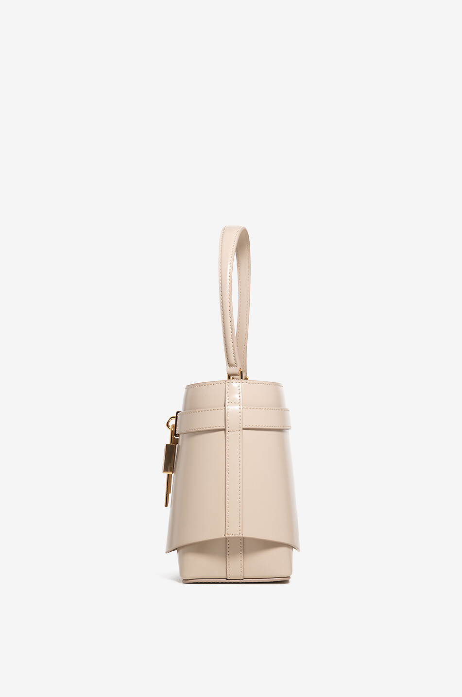 GIVENCHY Sac seau en cuir lisse rigide Shark Lock Femme BEIGE 4