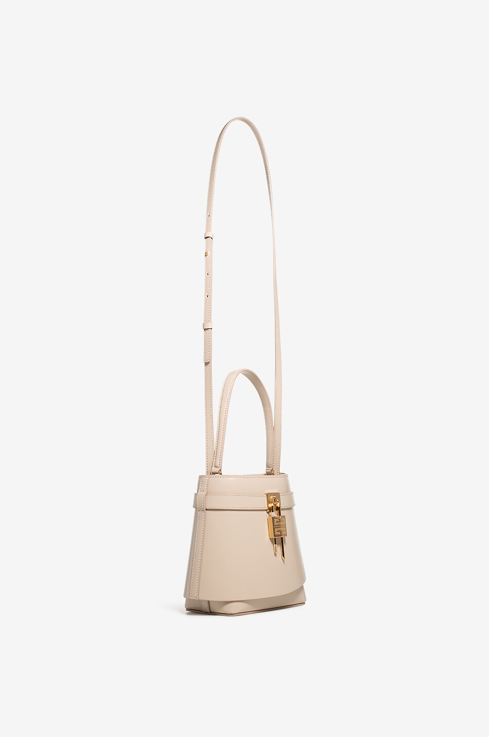 GIVENCHY Sac seau en cuir lisse rigide Shark Lock Femme BEIGE 5