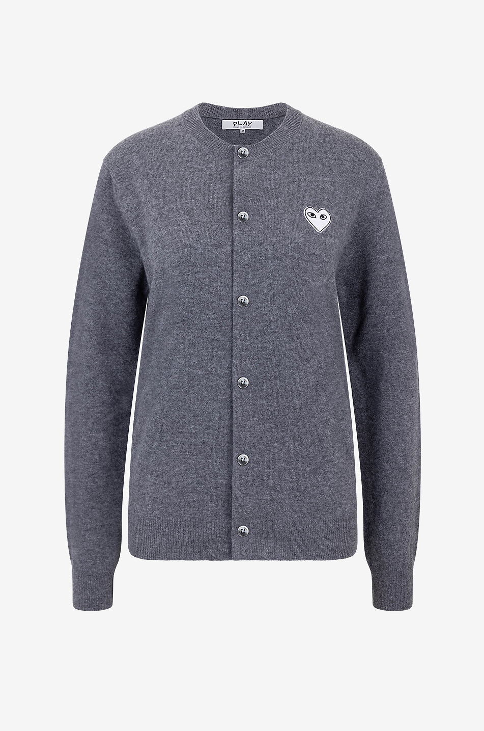 COMME DES GARCONS PLAY Cardigan boutonné en laine White Heart Femme GRIS 1