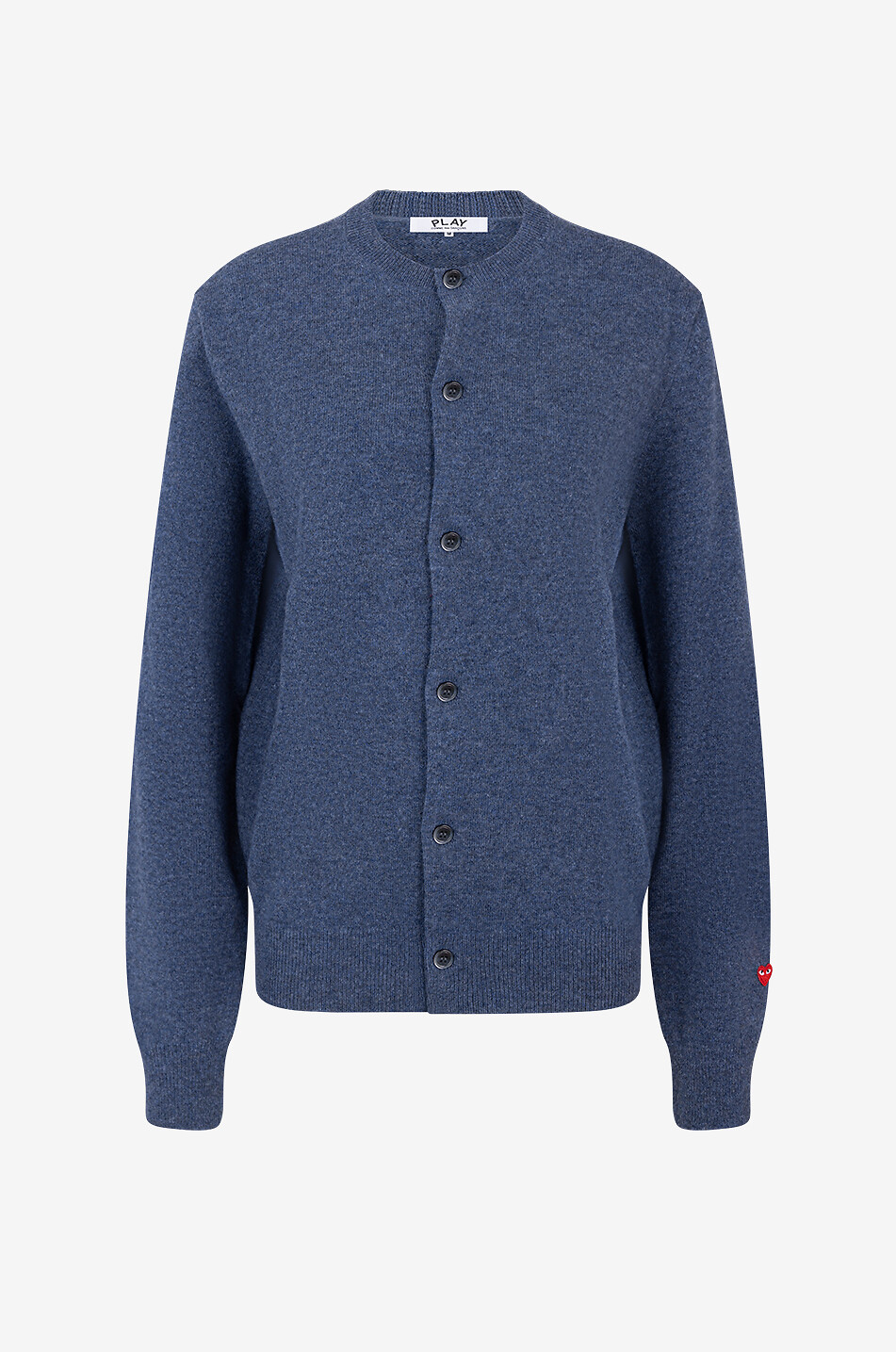 COMME DES GARCONS PLAY Geknöpfter Cardigan aus Wolle Red Heart Damen DUNKELBLAU 1