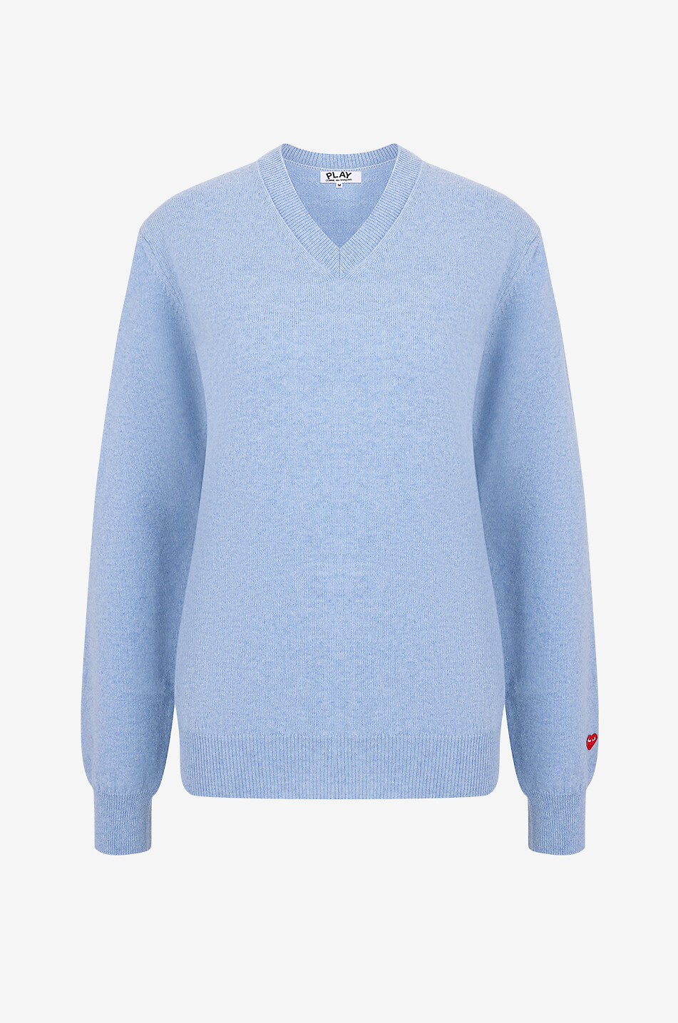 COMME DES GARCONS PLAY Pullover mit V-Ausschnitt aus Wolle Red Heart Damen HELLBLAU 1