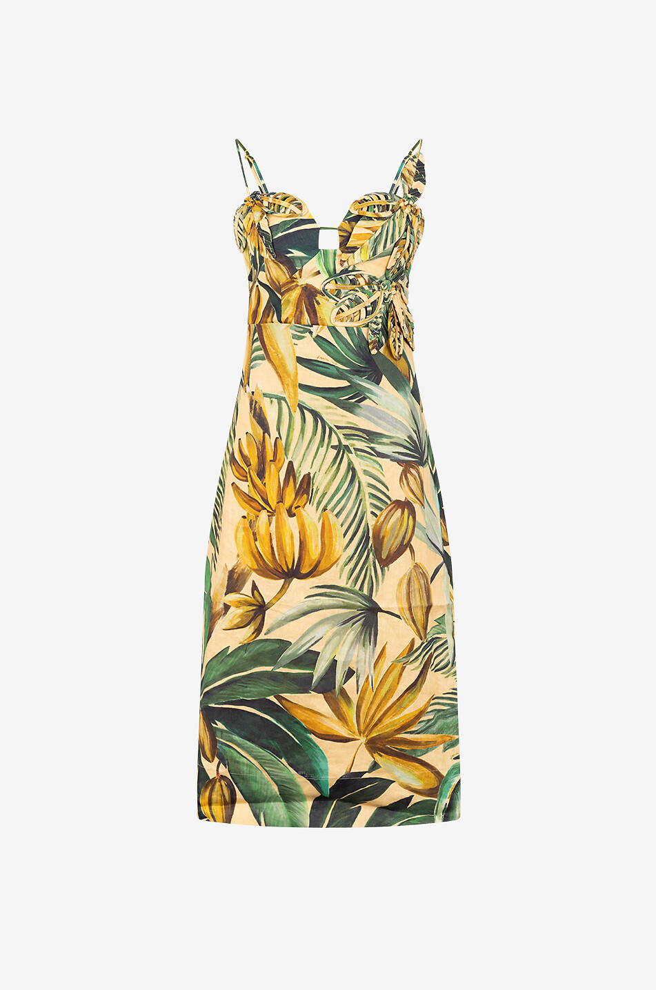 FARM RIO Midi-Trägerkleid aus Leinen Bananart Damen GELB 1