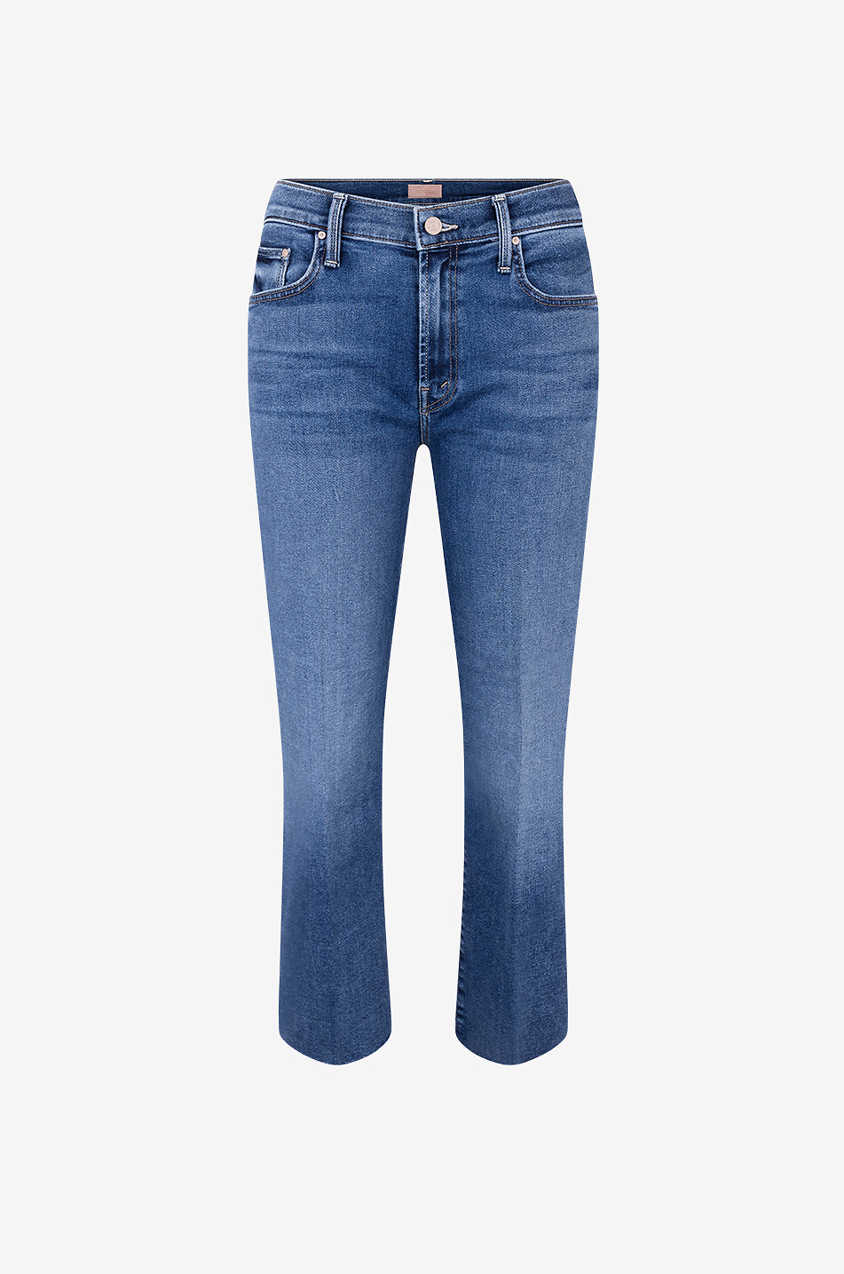 MOTHER The Mid Rise Rambler Zip Ankle Fray cotton straight-leg jeans Women BLUE 1