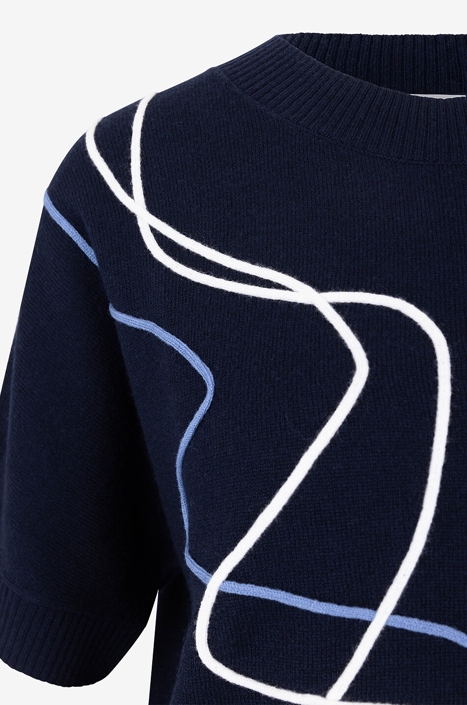 AKRIS PUNTO Pull boxy à manches courtes avec application Sailboat Femme BLEU FONCE 3