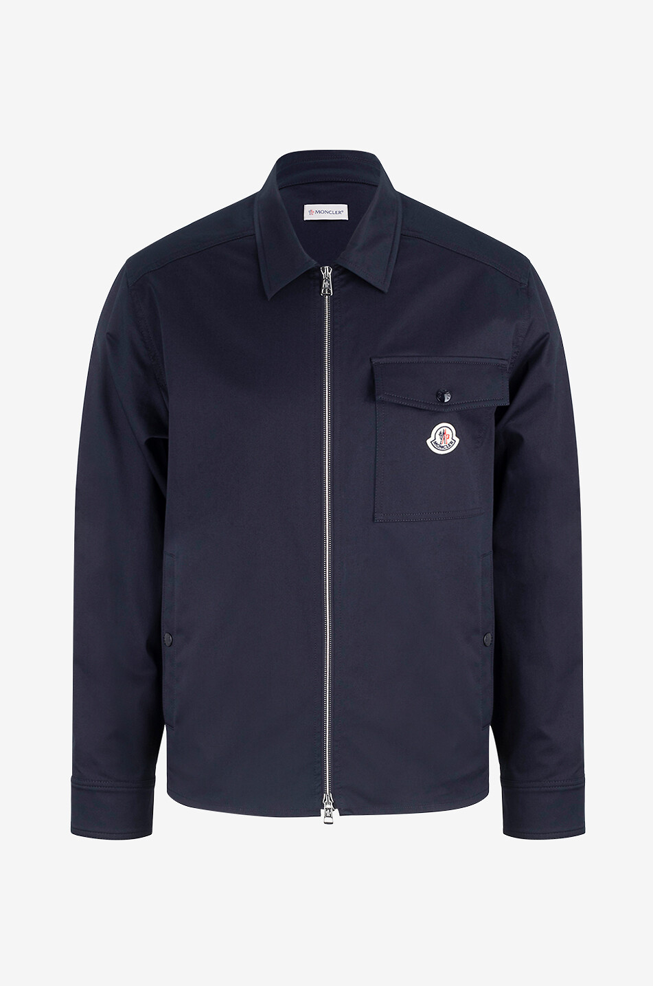 MONCLER Veste chemise zippée en gabardine de coton Homme BLEU FONCE 1