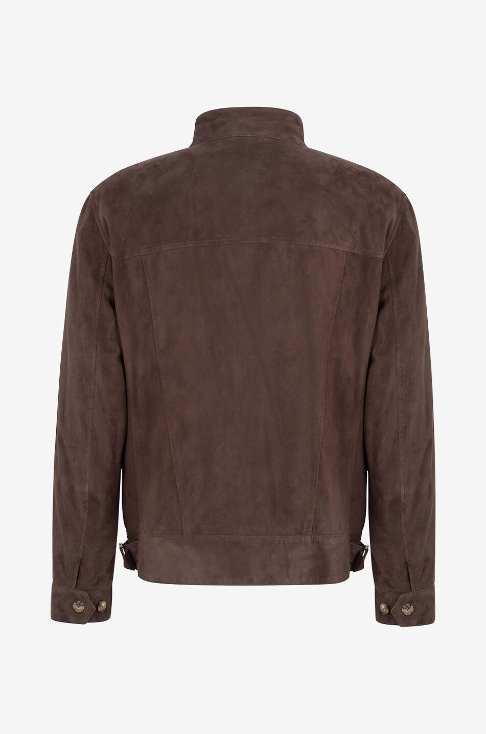 BRUNELLO CUCINELLI Lightweight suede jacket with stand-up collar Men DARK BROWN 2