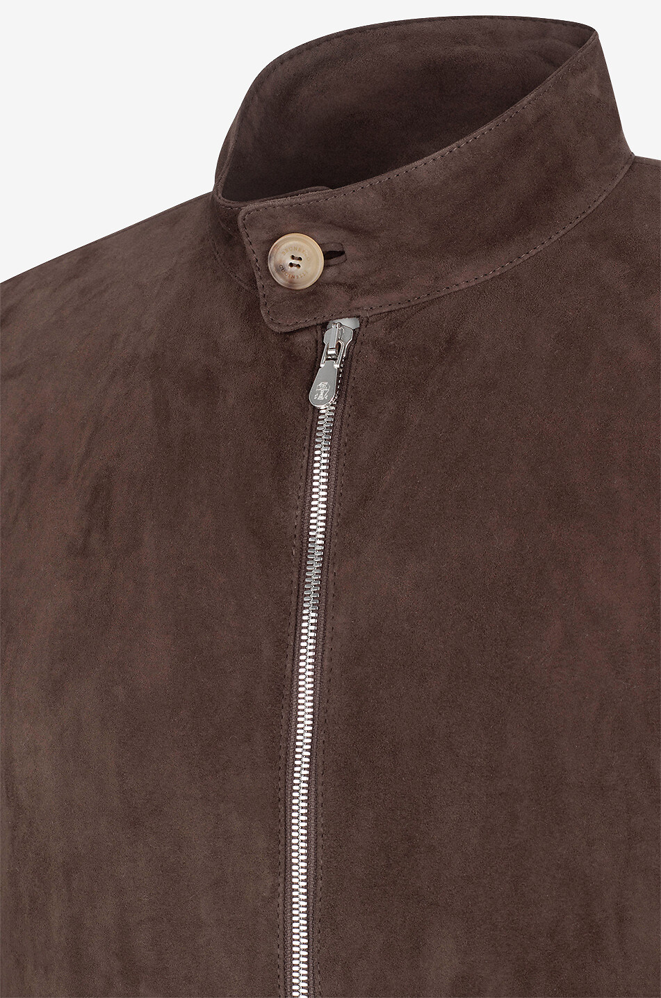 BRUNELLO CUCINELLI Lightweight suede jacket with stand-up collar Men DARK BROWN 3