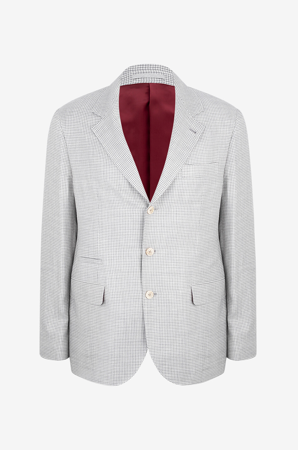 BRUNELLO CUCINELLI Houndstooth check single-breasted linen blend blazer Men BROWN 1