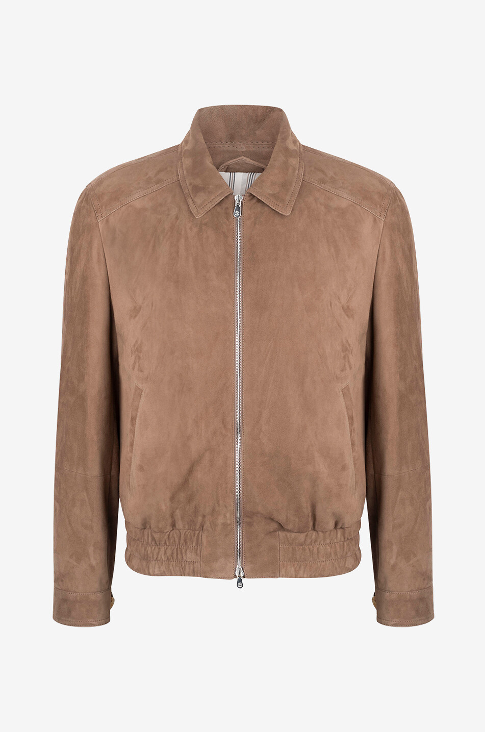 Lightweight suede jacket with shirt collar