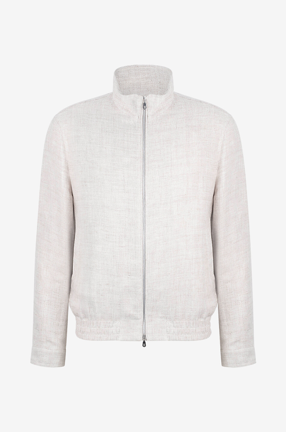 Linen and silk blend twill bomber jacket