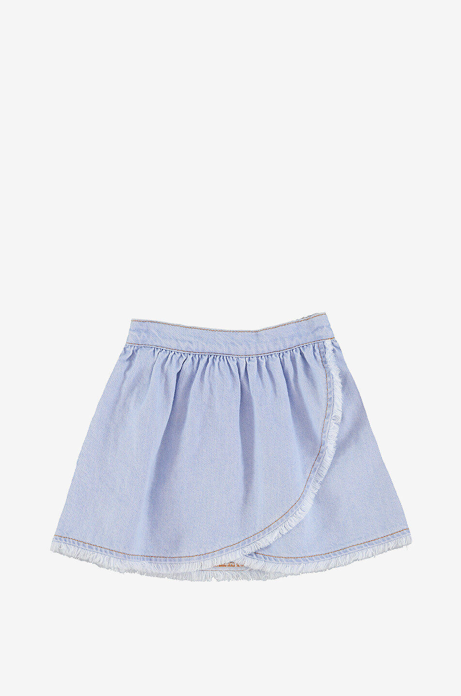 PIUPIUCHICK Ausgefranster Denim-Mädchenrock in Wickeloptik Mädchen BLAU 1