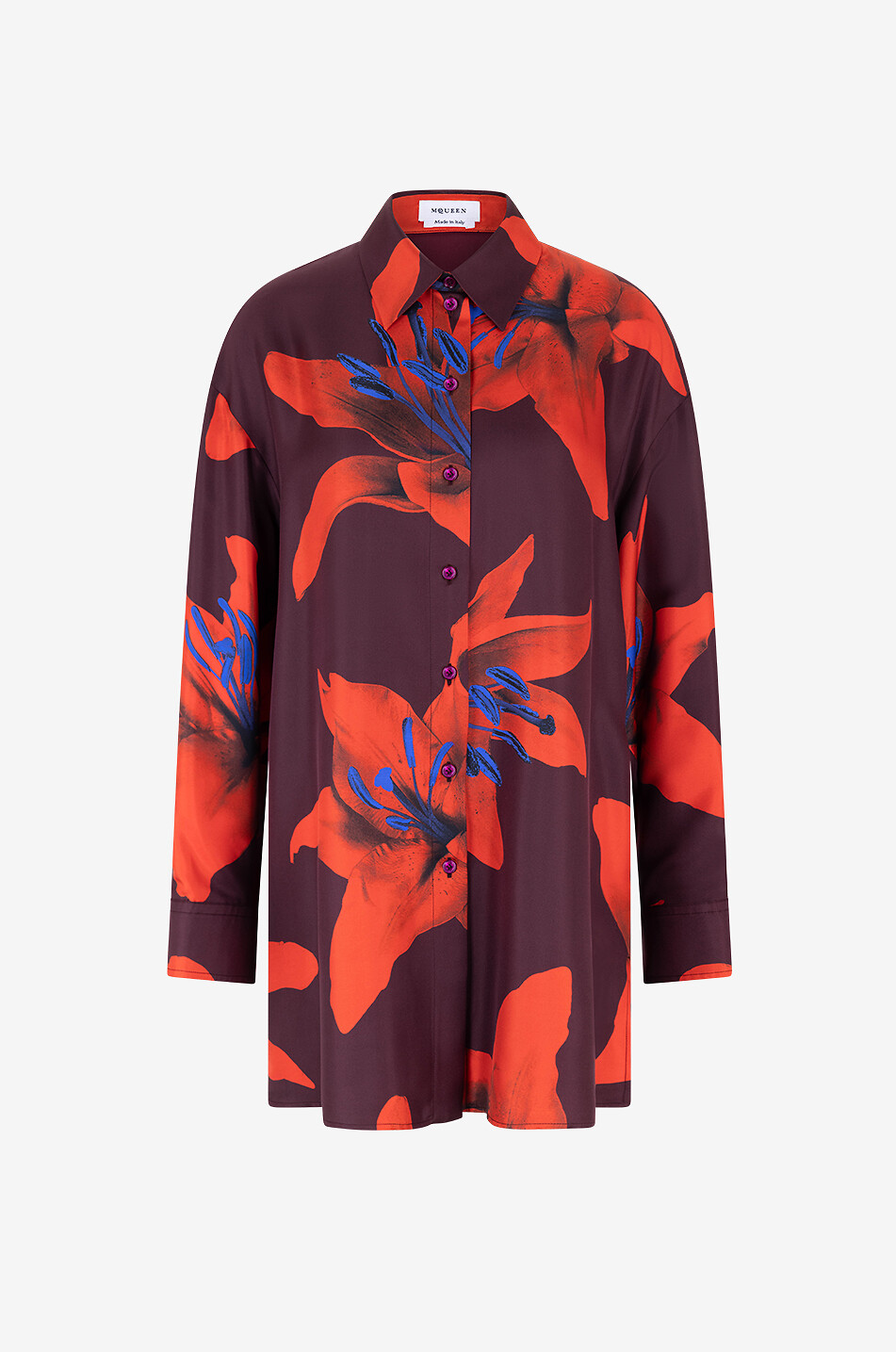 Chemise oversize en sergé de soie Fire Lily