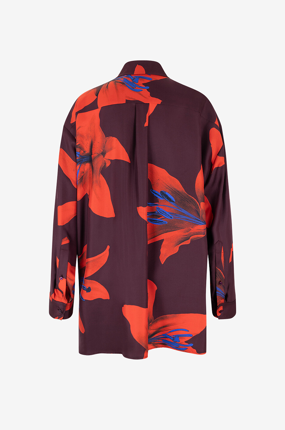 ALEXANDER McQUEEN Fire Lily oversize silk twill shirt Women DARK RED 2