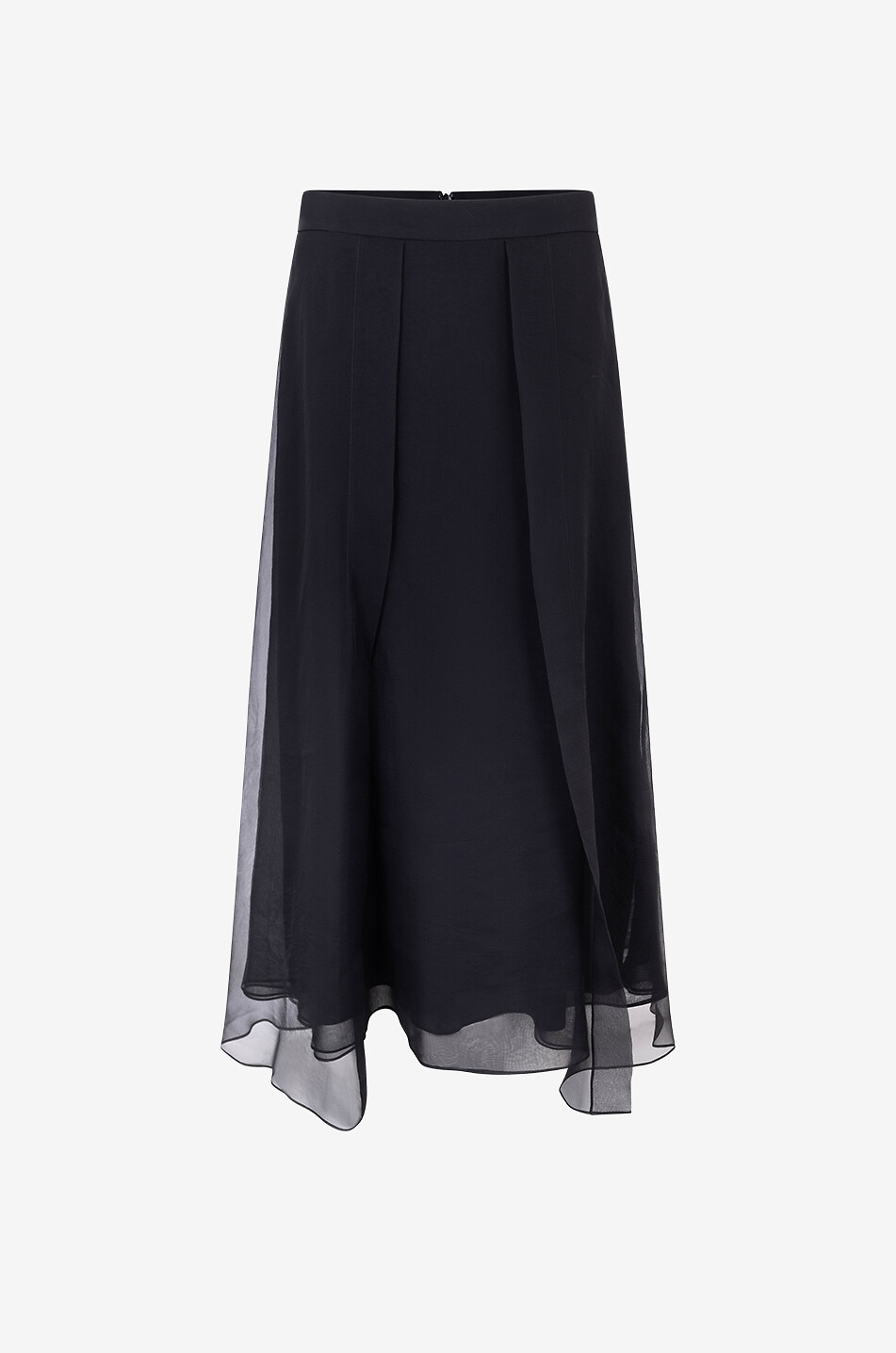 Long asymmetric silk organza skirt