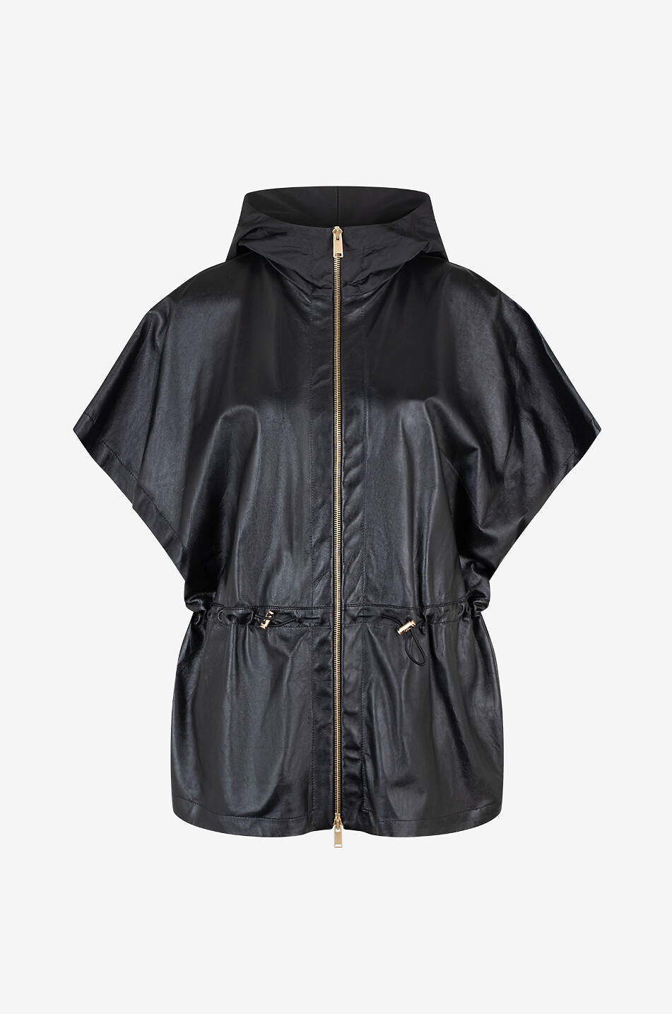 Cape zippée en cuir froissé en nylon à capuche