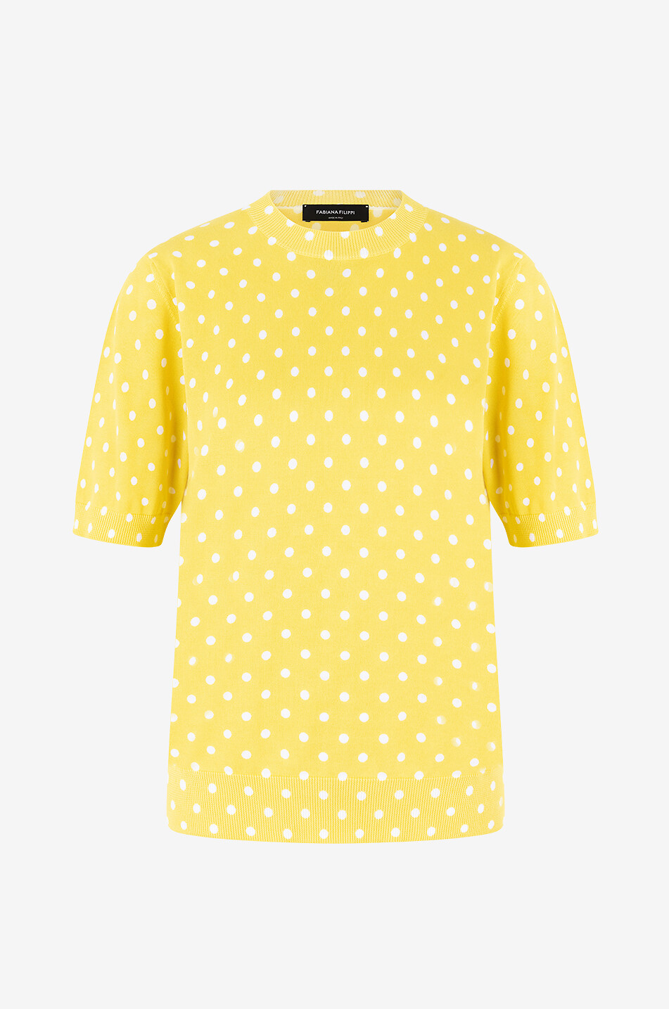 FABIANA FILIPPI Feiner Kurzarm-Pullover mit Tupfen aus Baumwolle Damen GELB 1