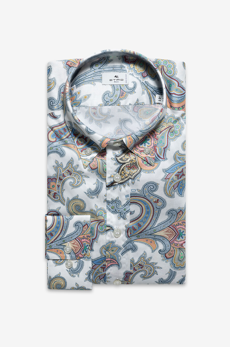 ETRO Baumwollhemd mit geknöpftem Kragen und floralem XL-Paisley-Print Herren WEISS 1
