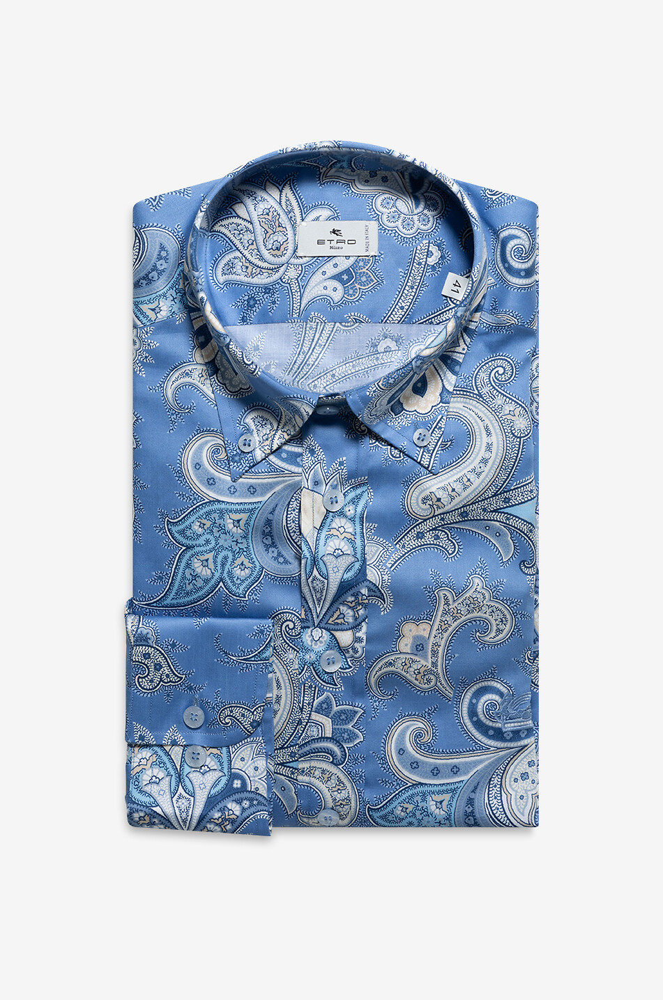 ETRO Baumwollhemd mit geknöpftem Kragen und floralem XL-Paisley-Print Herren MITTELBLAU 1