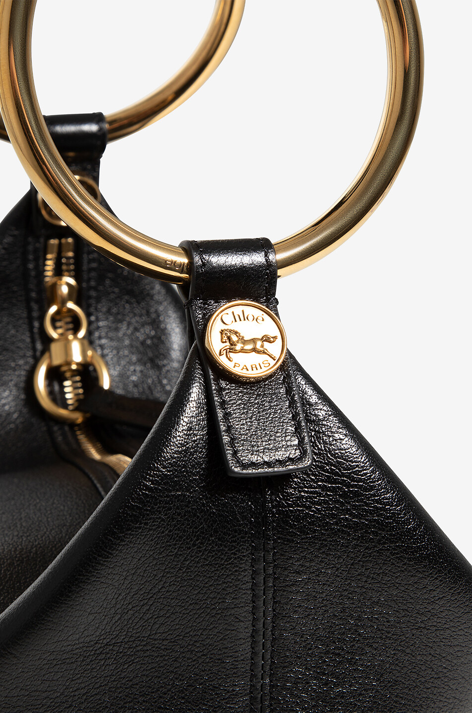 CHLOE Handtasche aus genarbtem Leder Bracelet Small Damen SCHWARZ 5