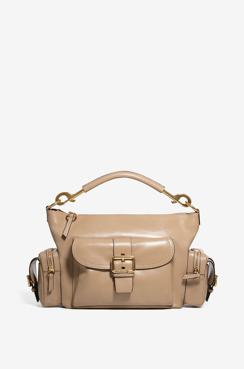 CHLOE Sac porté épaule en cuir brillant Camera Femme MARRON CLAIR 1
