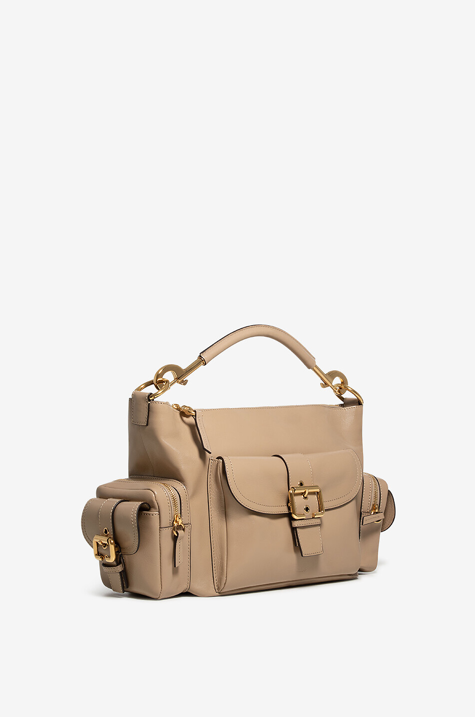 CHLOE Sac porté épaule en cuir brillant Camera Femme MARRON CLAIR 2