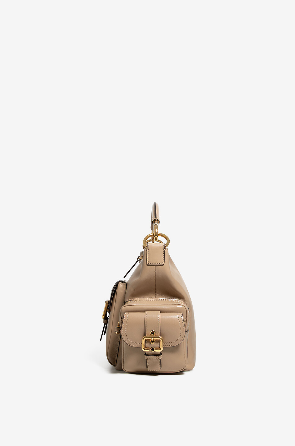 CHLOE Sac porté épaule en cuir brillant Camera Femme MARRON CLAIR 4